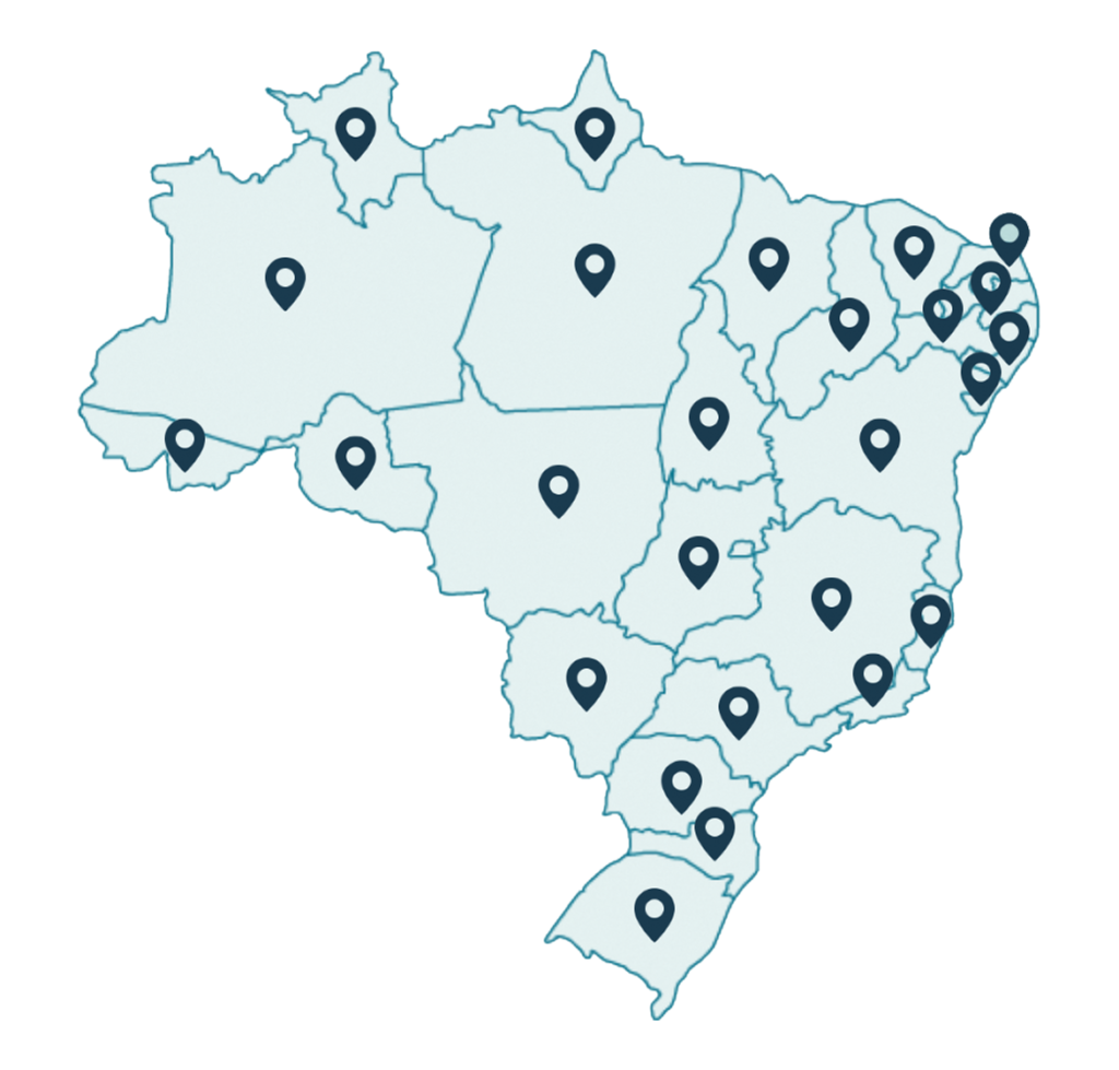 Mapa do Brasil onde temos clínicas credenciadas.
